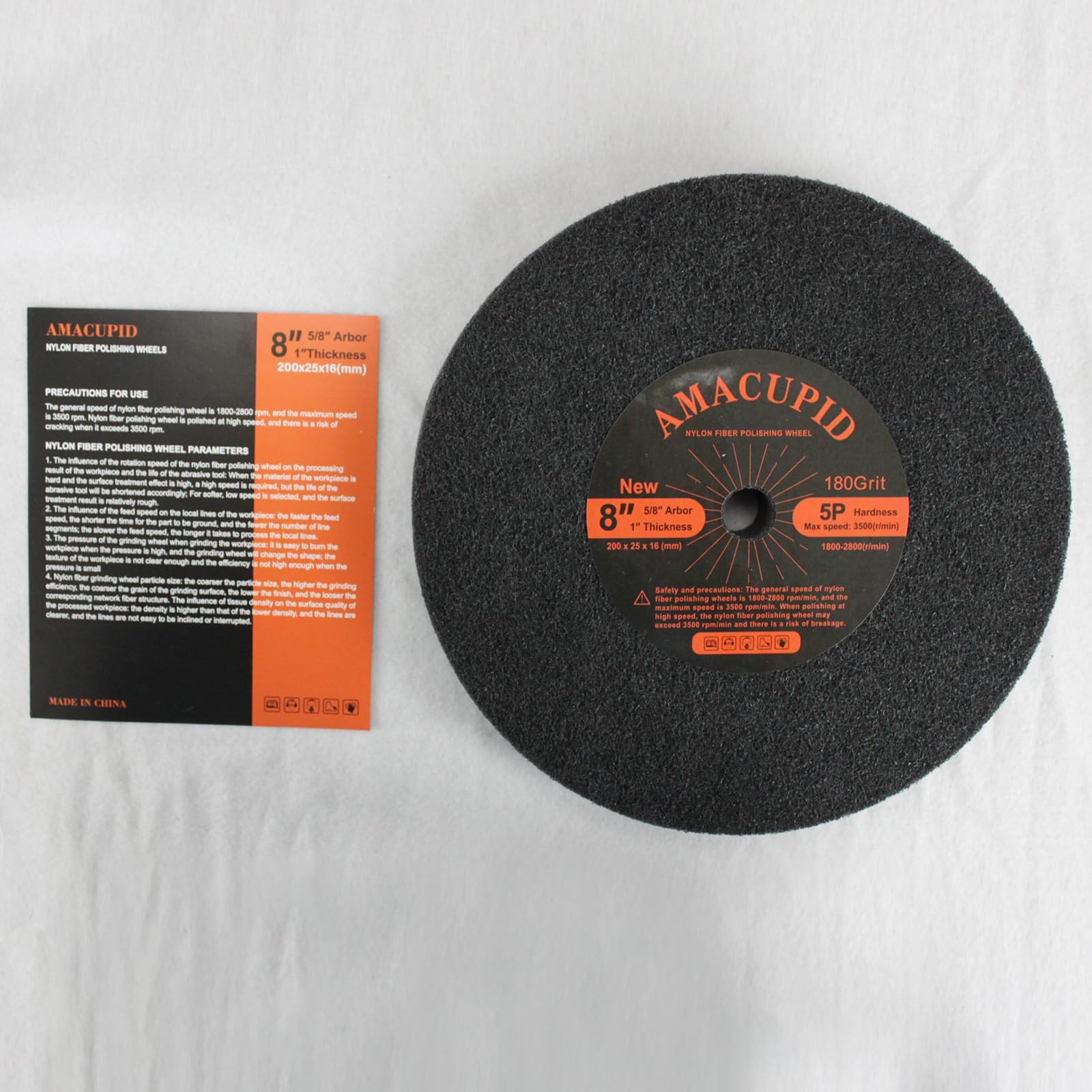 Nylon Fiber Brushed Buffing Wheels 8 Inch 5P Hardness. for Bench Grinding