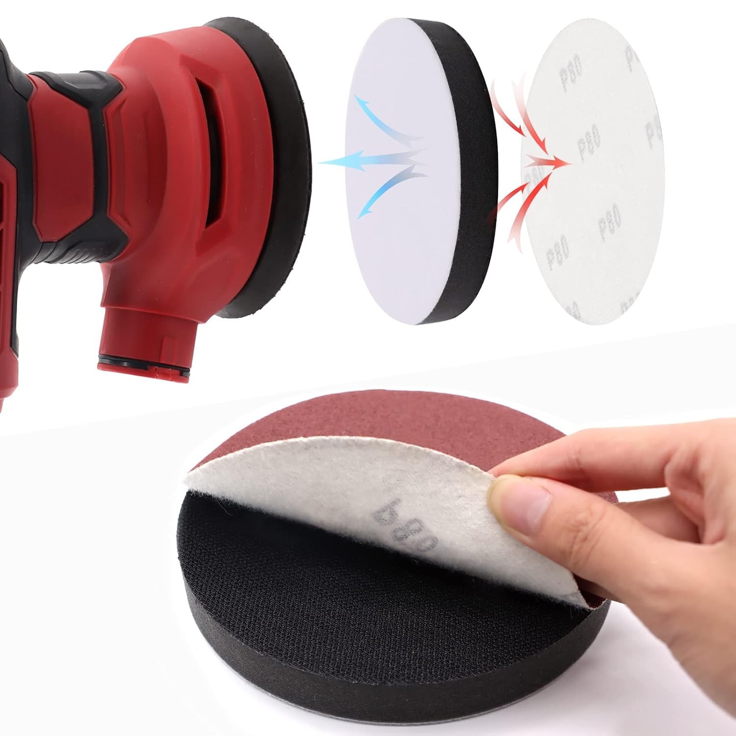 3-Pack Hook and Loop 5 Inch Foam Sanding Pads for Automotive and Woodworking
