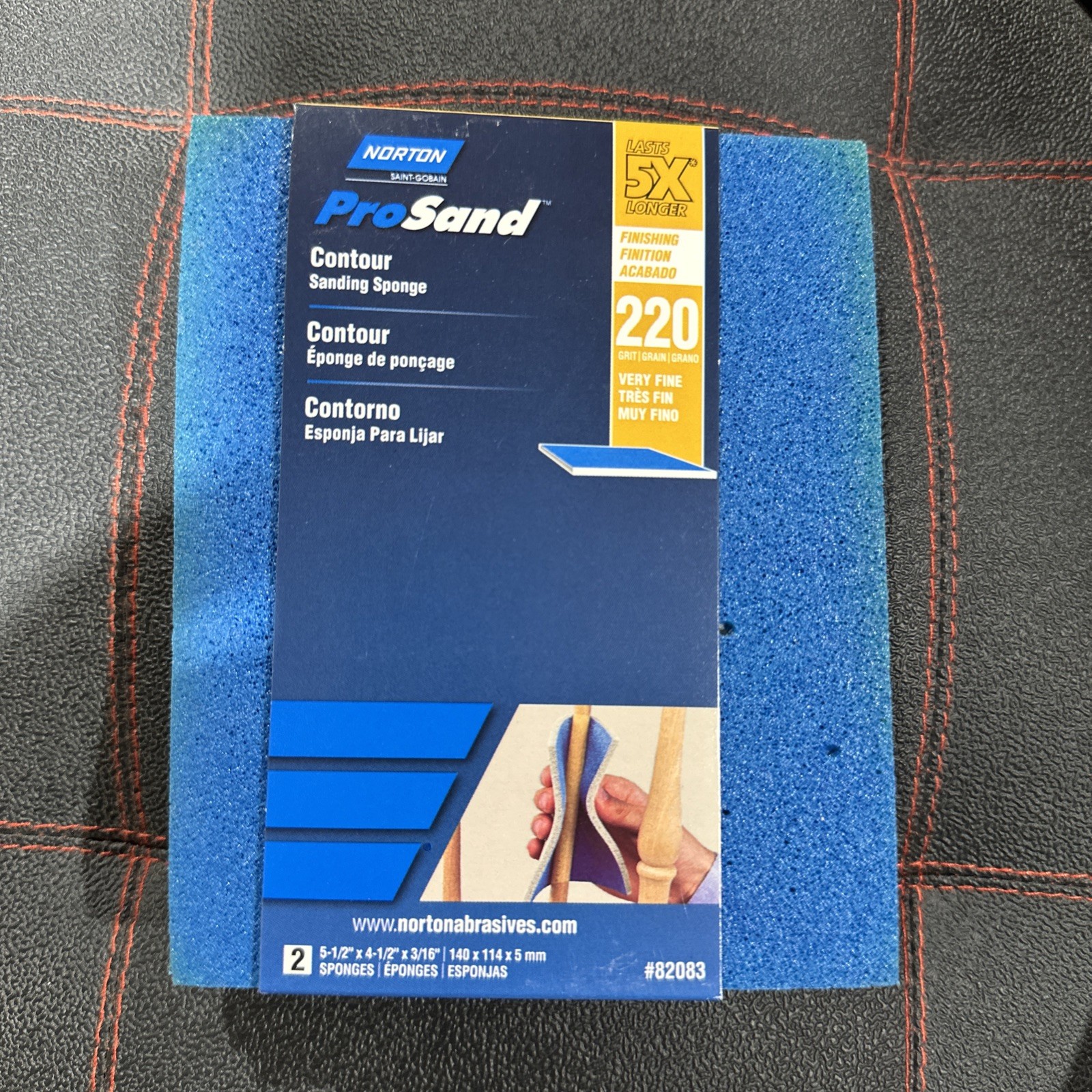 Norton ProSand 5.5″ CONTOUR SANDING SPONGE 2pc 220 Grit VeryFine Smoothing 82083