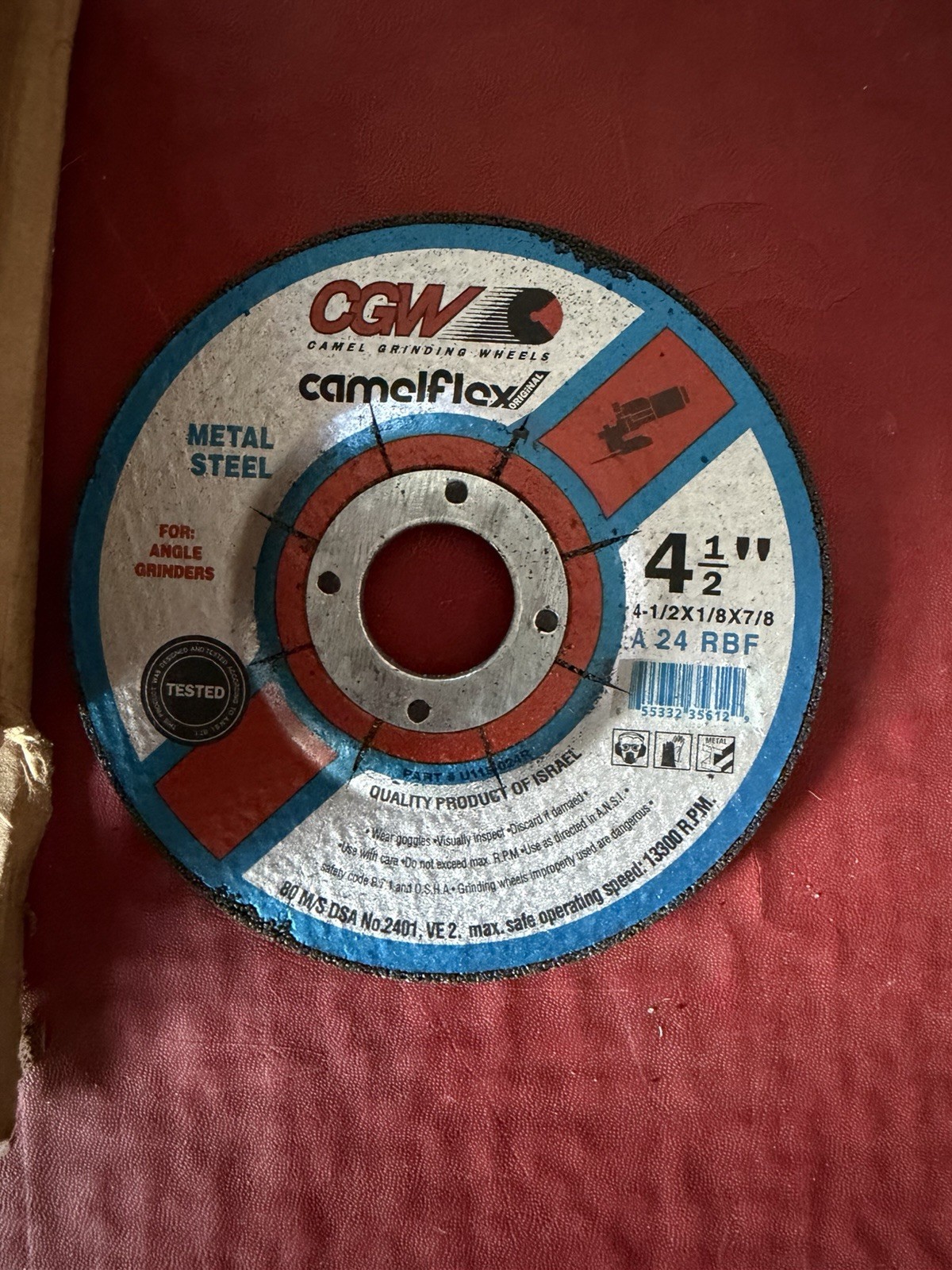 camel grinding wheel 4 1/2” a24 rbf lot Qty 25 New Box Cgw Camaflex