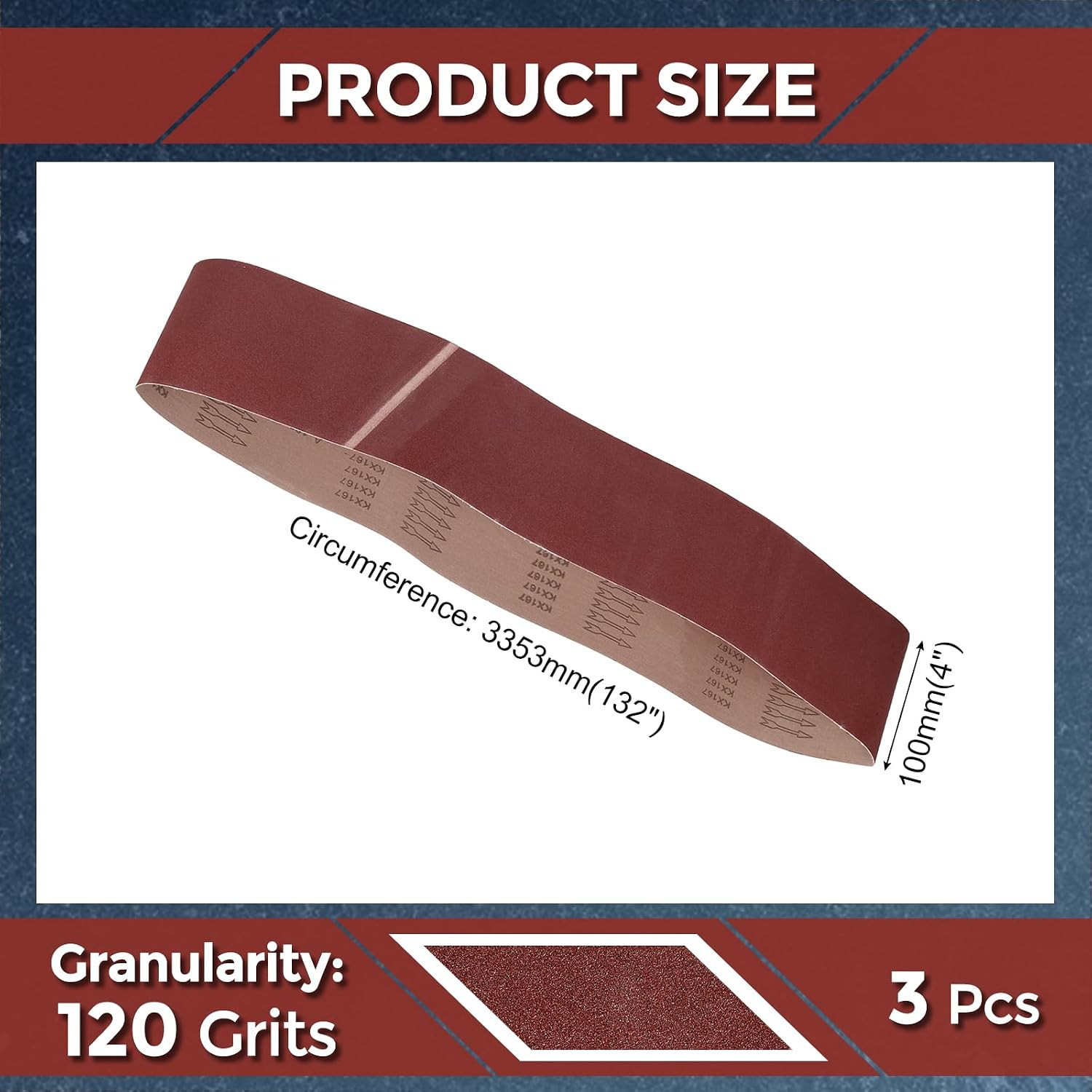 3 Pack Sanding Belts 4 X 132 Inch 120 Grit Aluminum Oxide Abrasive Belt Sander