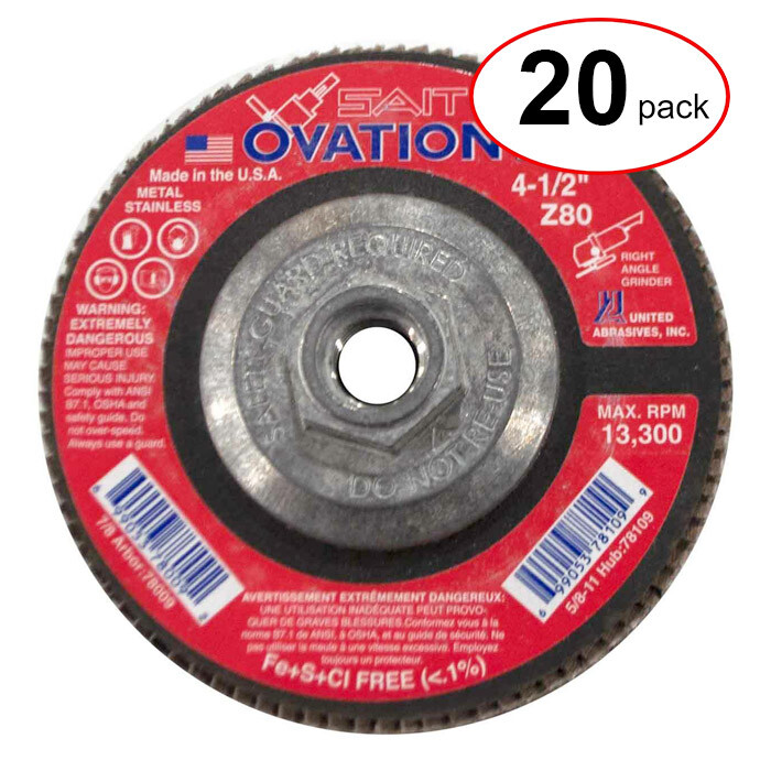 Sait 78109 – 4-1/2″ X 5/8-11 Ovation Flap Disc 80G – (20Pack)