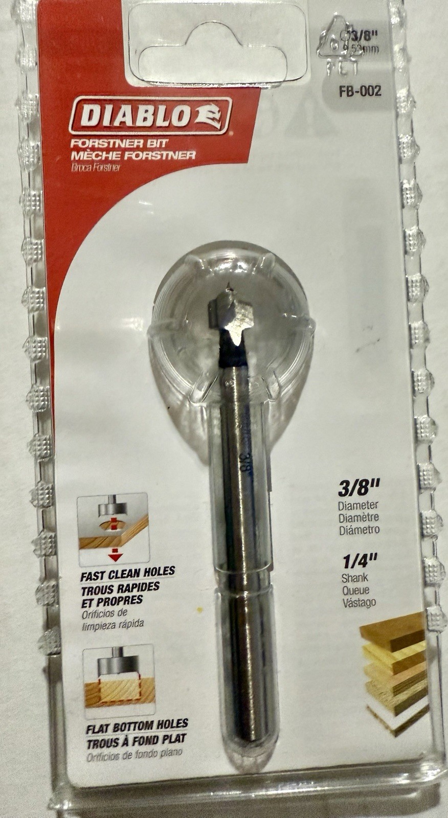 Diablo FB-002 High Speed Ultra-Sharp Steel Forstner Bit 3/8 Dia. in.