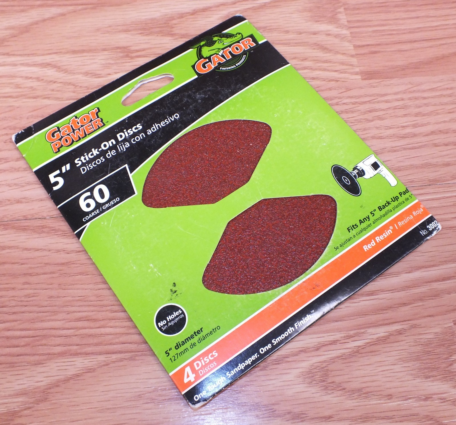 1 Pack of 4 Gator Power (3002) 5″ Red Resin 60 Coarse Stick on Discs **NOS**