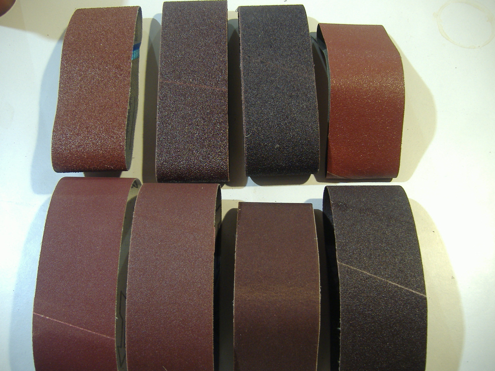 LOT OF EIGHT 2 1/2″ X 16″ SANDING BELTS 40 50 60 80 100 120 180 220 GRIT