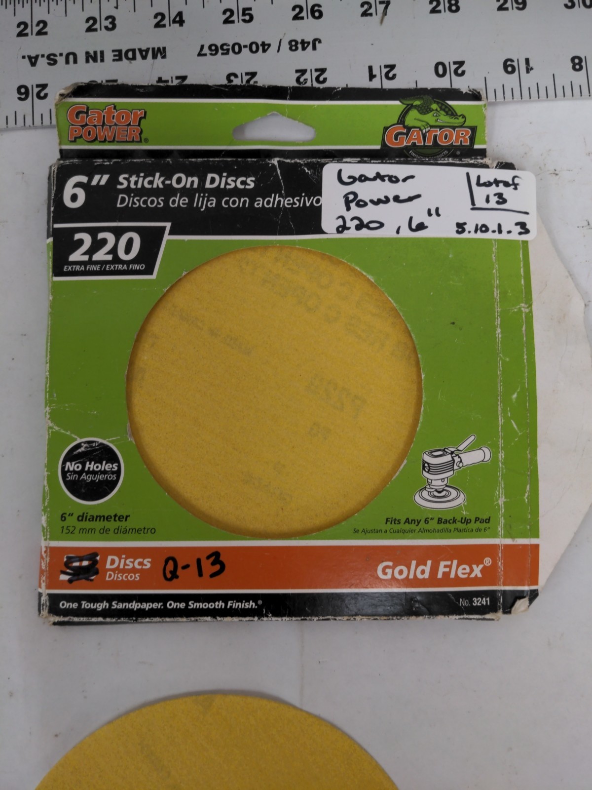 GATOR POWER 220 EXTRA FINE 6″ STICK ON DISCS, LOT OF 13
