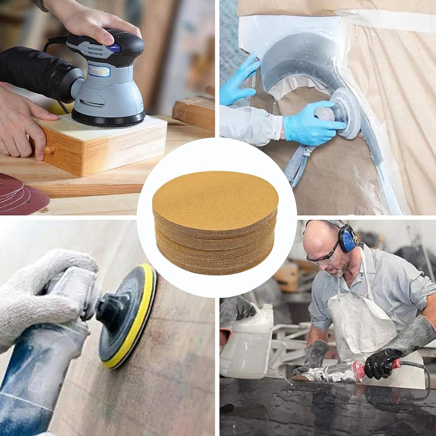 6″ Inch 80/180/220 Grit 100Pcs DA Sanding Disc PSA Sandpaper Roll -Sticky Back