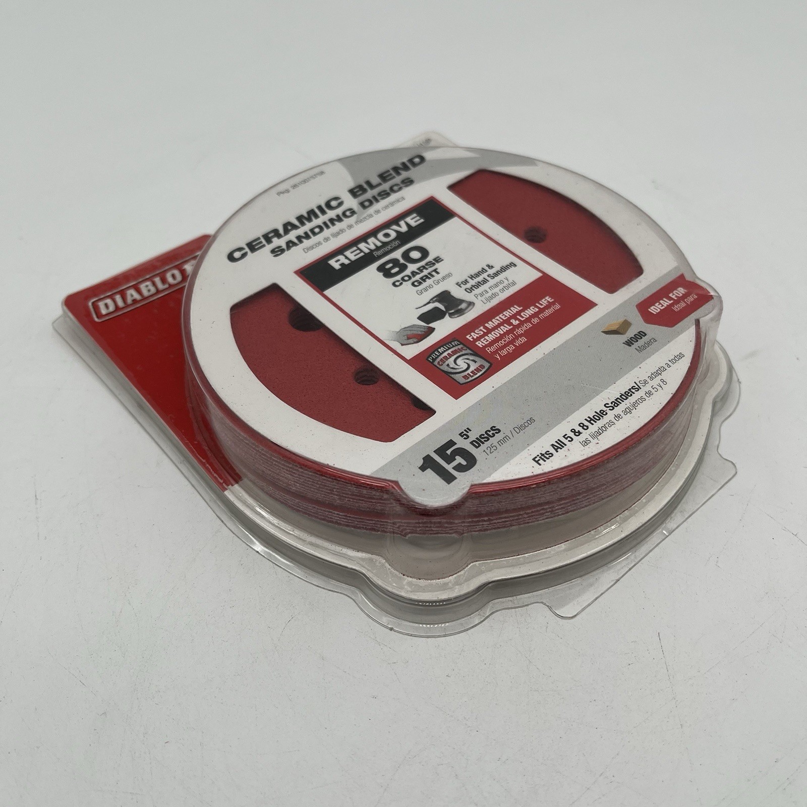NEW!! 5 Pack (75pcs) Diablo 5 in. 80-Grit Ceramic Blend Orbital Sanding Disc