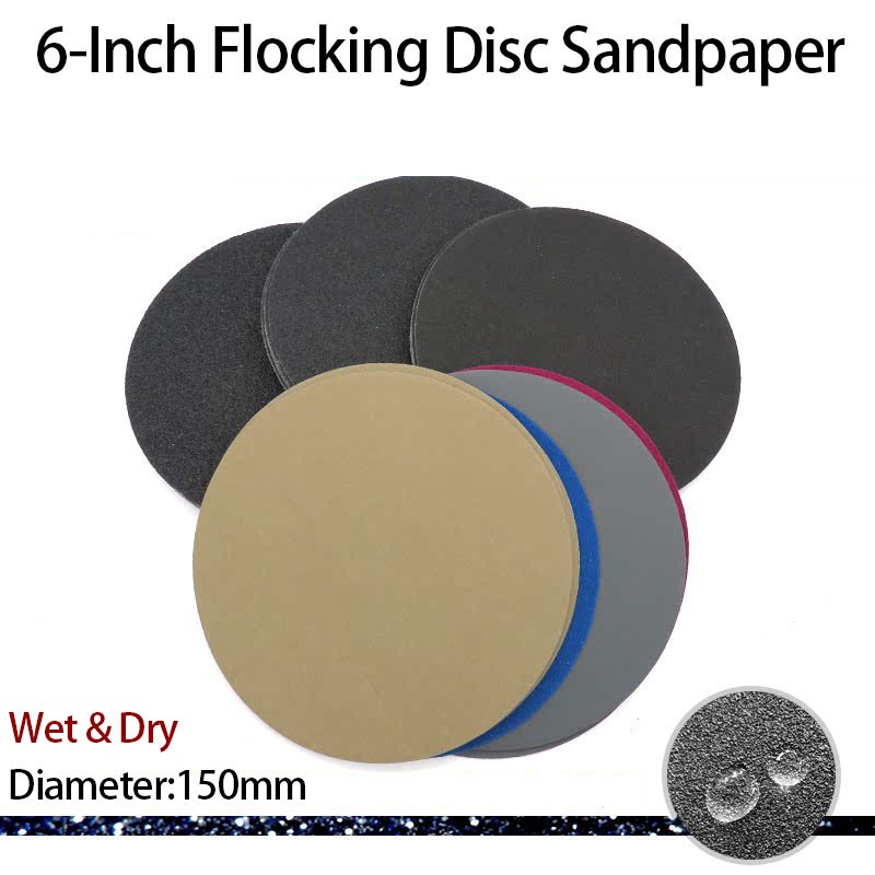 6-Inch Flocking Disc Sandpaper Hook & Loop 60~10000 Grit Wet &Dry Diameter 150mm