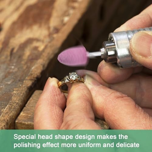 10-Pack Abrasive Mounted Stone Grinding Bits, 1/4 in(6mm) Shank Aluminum Pink