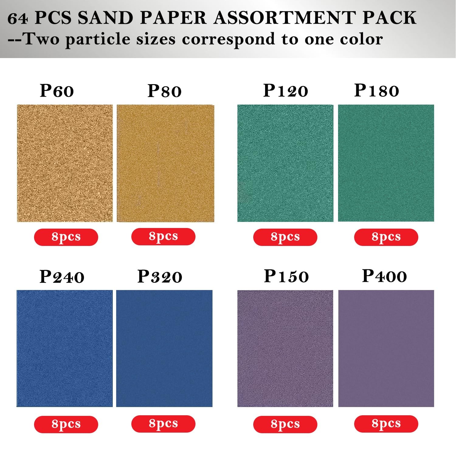 5.5 x 4.5 inches (pre-overlap dimensions), 4 Colors – 64 Pcs x