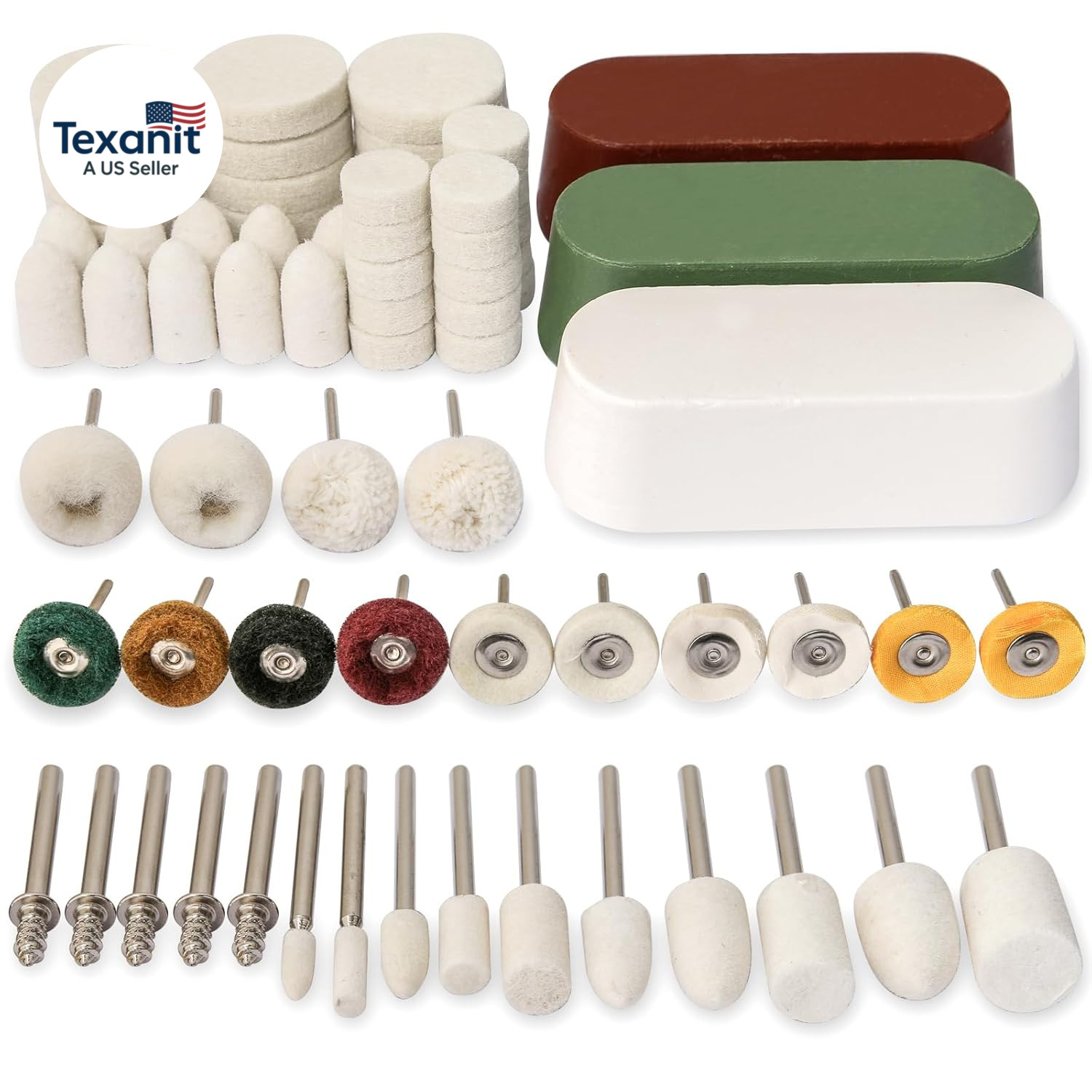 72 PCS Buffing Wheel Polishing Kit Compatible with Dremel, with Polish Compound,