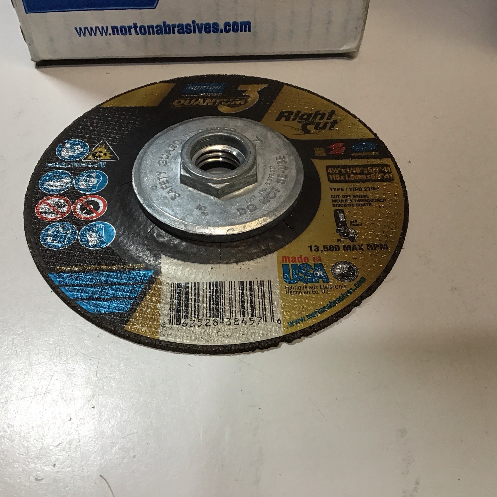 (Lot Of 28) NORTON 66252838457 Cut-Off Wheel,Type27,4 1/2” X 1/16” X 5/8” -11