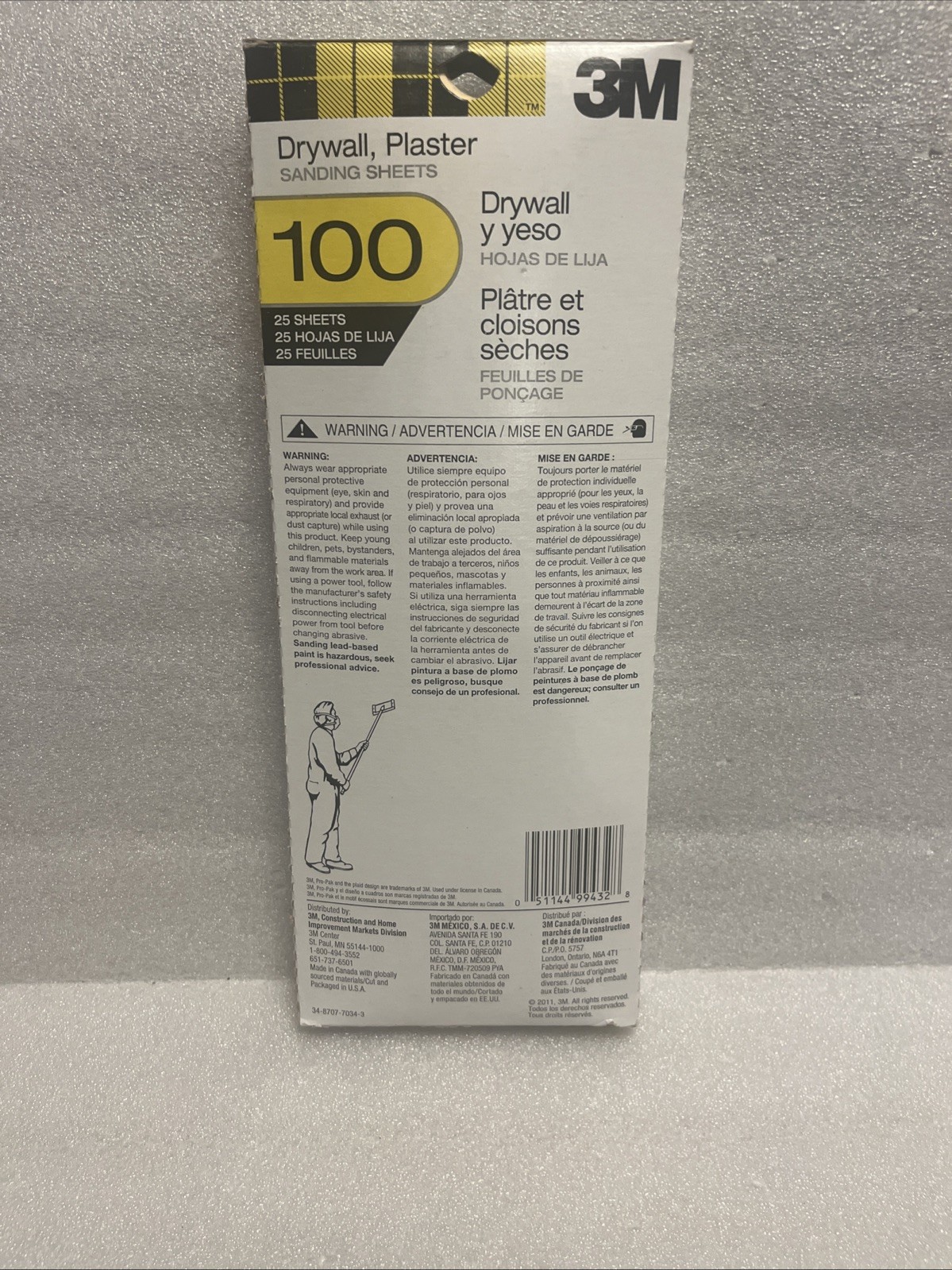 3M ProPak 100 Grit (25/Pack). Drywall Sanding Screens. 4-3/16 In. x 11-1/4 In.