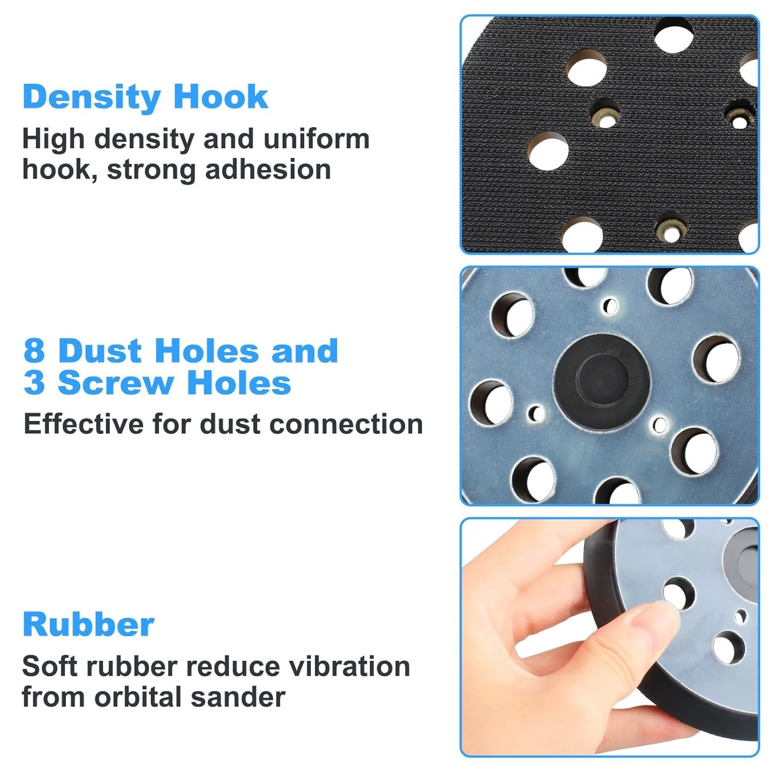 2 Pack 5 Inch 8 Hole Hook & Loop Replacement Sander Pad for 5″ Bosch ROS20VS