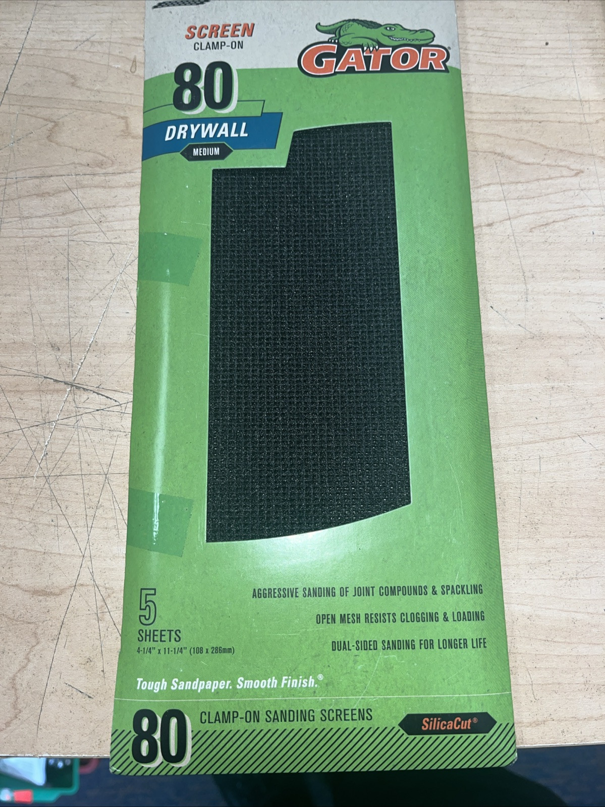 Gator Precut Drywall Sanding Screen Coarse 80 -Grit Sheet Sandpaper 4.25-Inches