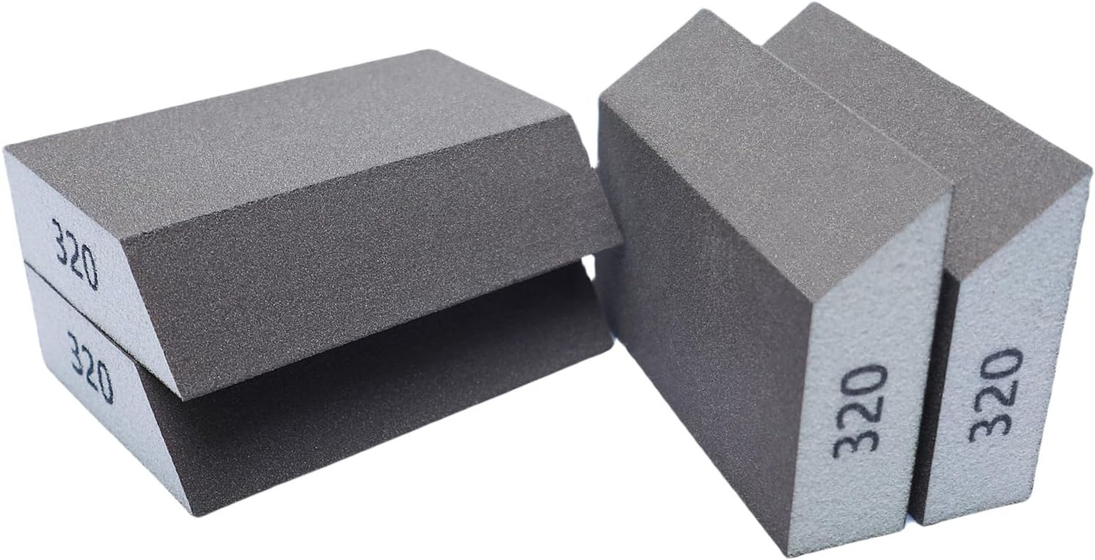 4 Pack 320 Grit Single Angle Sanding Sponge, Washable and Reusable Sanderpaper H