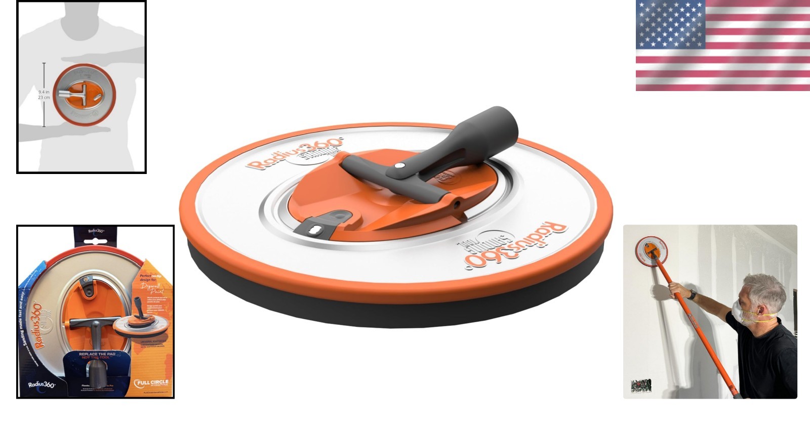 Radius360 Corded Sanding Tool – 9 Inch, 360 RPM for Superior Sanding Efficiency