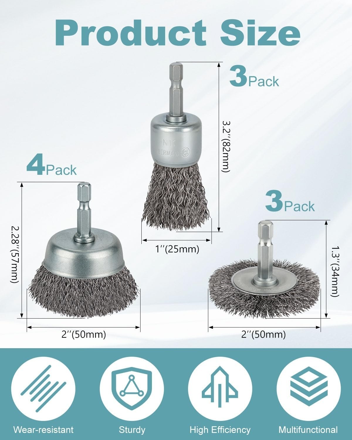 10 Pcs Wire Brush Set for Drill – Coarse Carbon Steel Brushes