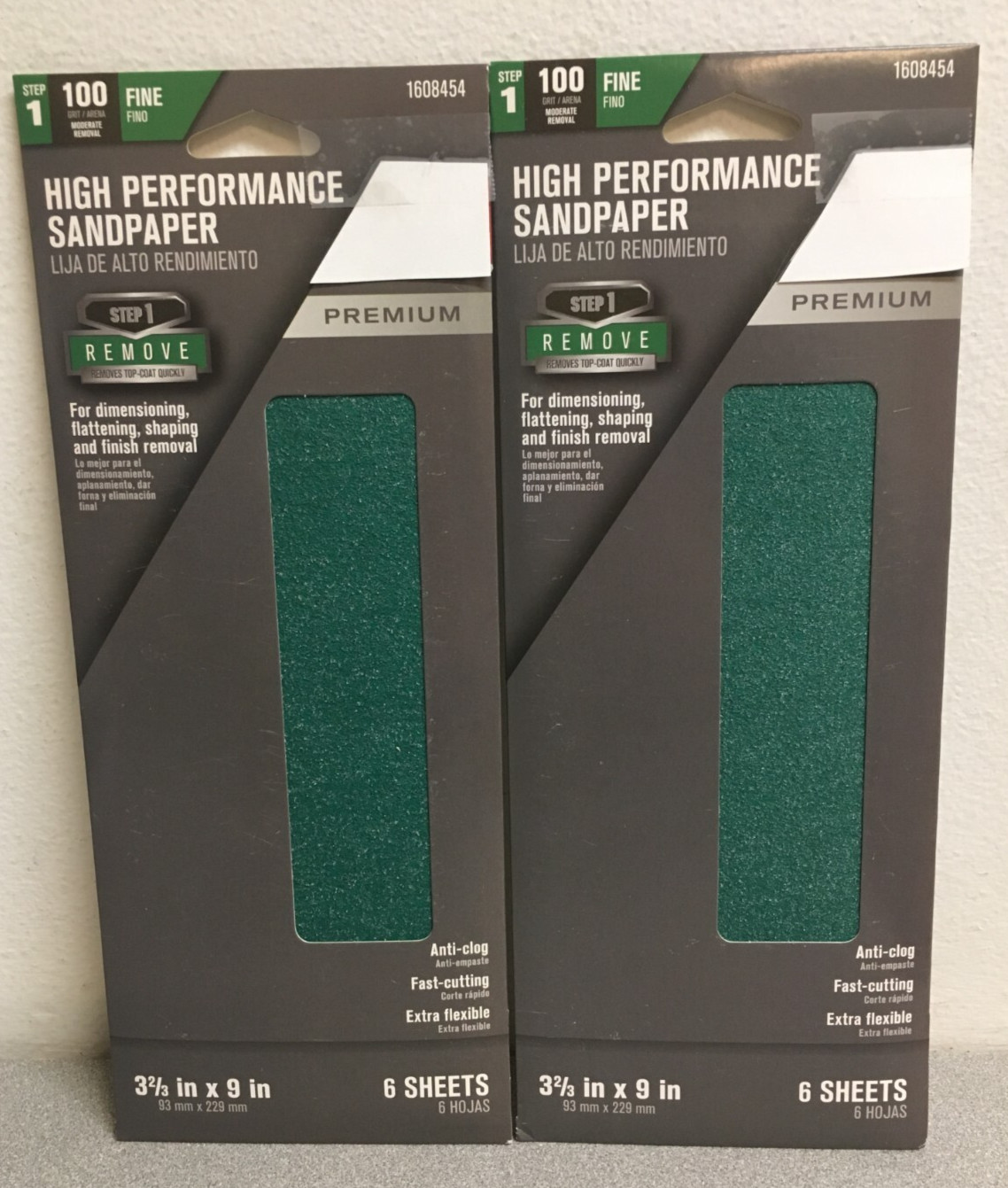 1608454 3-2/3 in. x 9 in. 100 Grit Fine Premium Sandpaper 2 Pks of 6 Sheets
