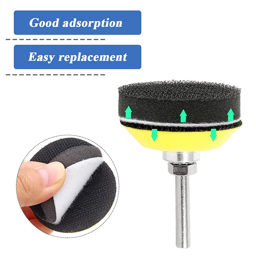 2 Inch Hook Loop Sanding Pad 1/4 Shank Foam Buffer Polishing Rotary Tool Accesso