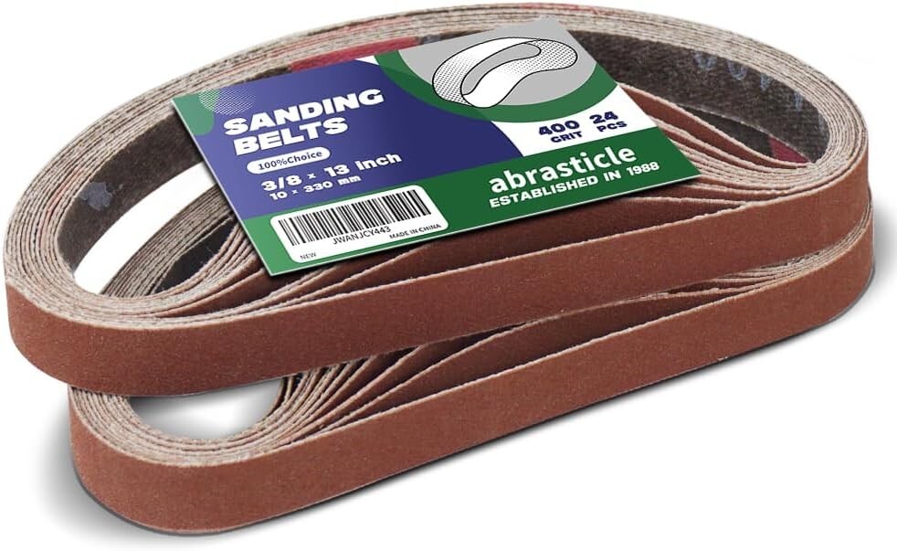 3/8 x 13 Inch 400 Grit Sanding Belts for Knife Sharpening Metal 24 PCS