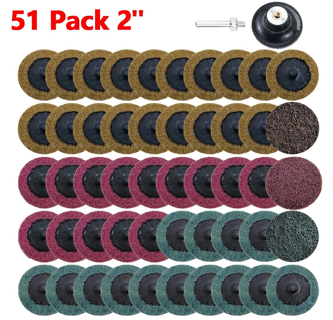 51 Pcs 2″ Nylon Surface Conditioning Discs for Grinding, Polishing & Deburring