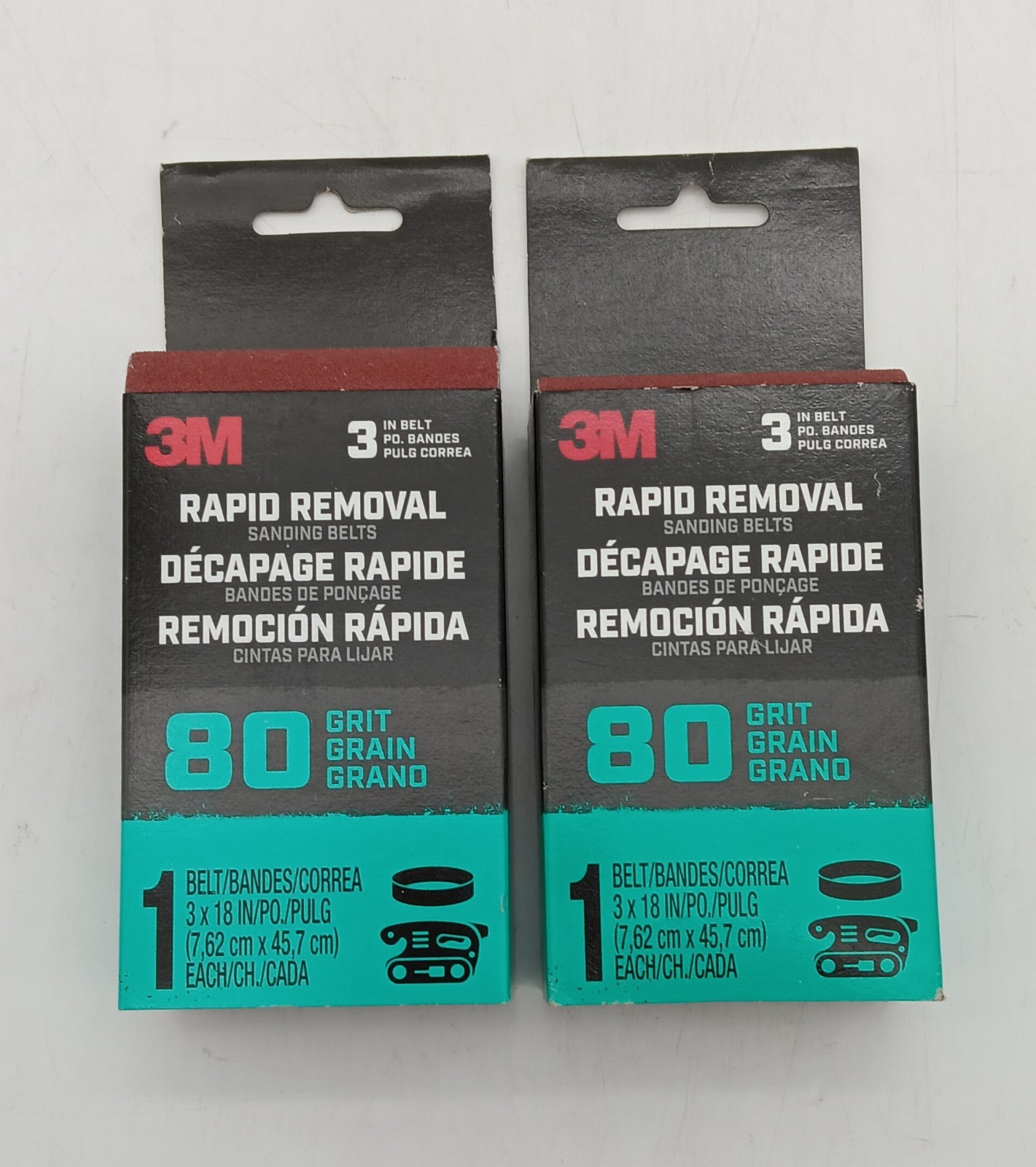2 – 3M Rapid Removal 3 x 18-inch Power Sanding Belt, 80 grit