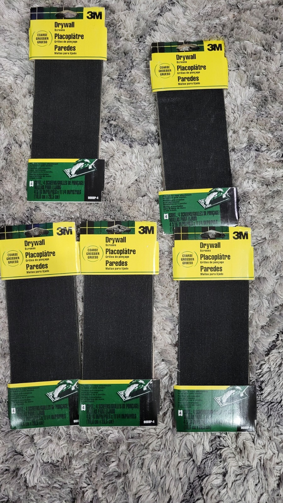 3M Coarse 100-Grit Screen Sandpaper 4.1875-in x 11.25-in L (4 PK) LOT OF 5