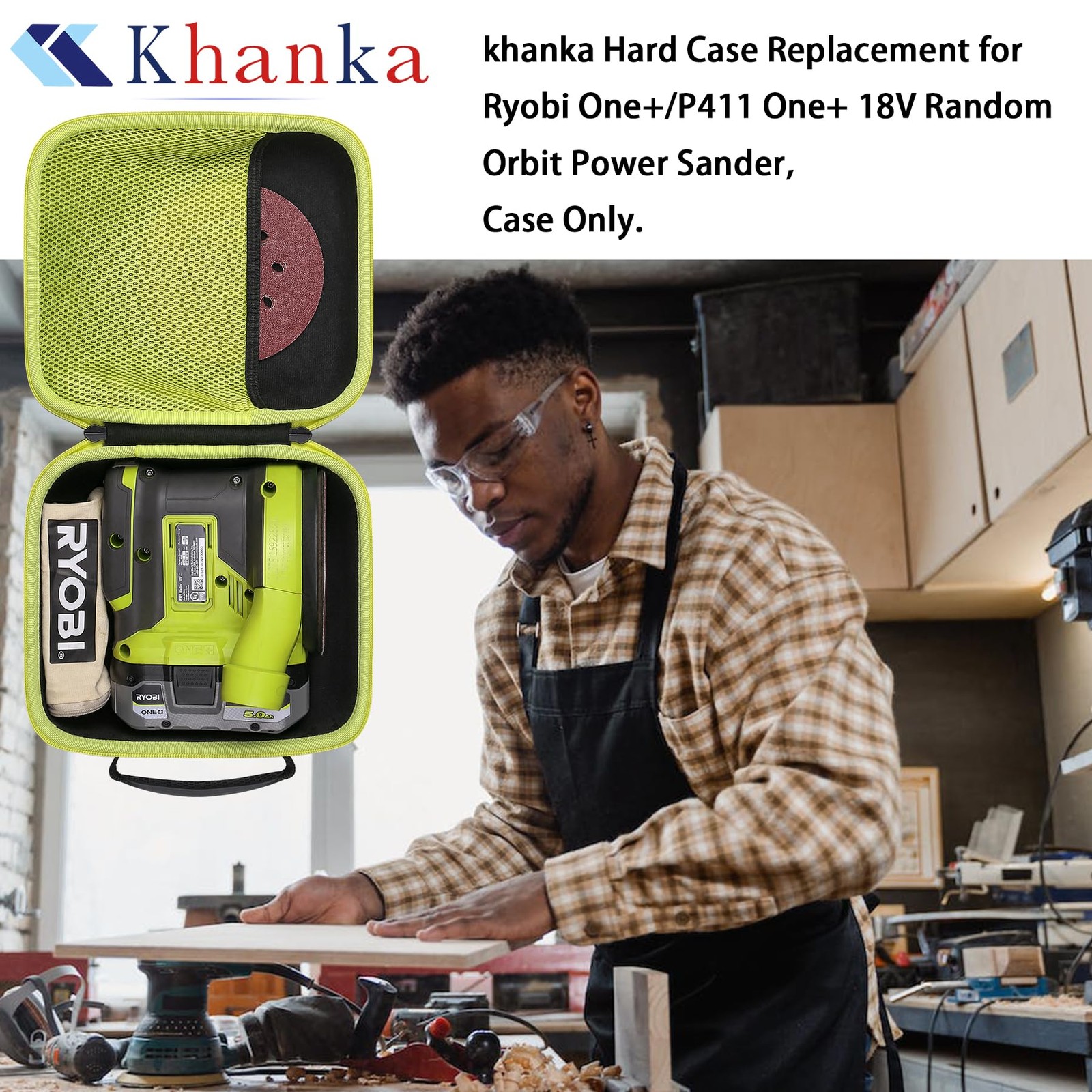 khanka Hard Storage Case for Ryobi P411 18V One+Random Orbit Sander