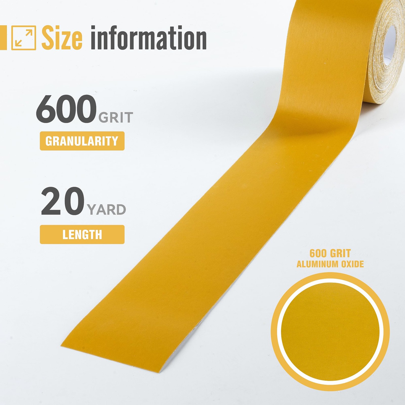 600 Grit Sandpaper Roll 20 Yard Long Continuous Roll,2-3/4” Wide Adhesive Backed