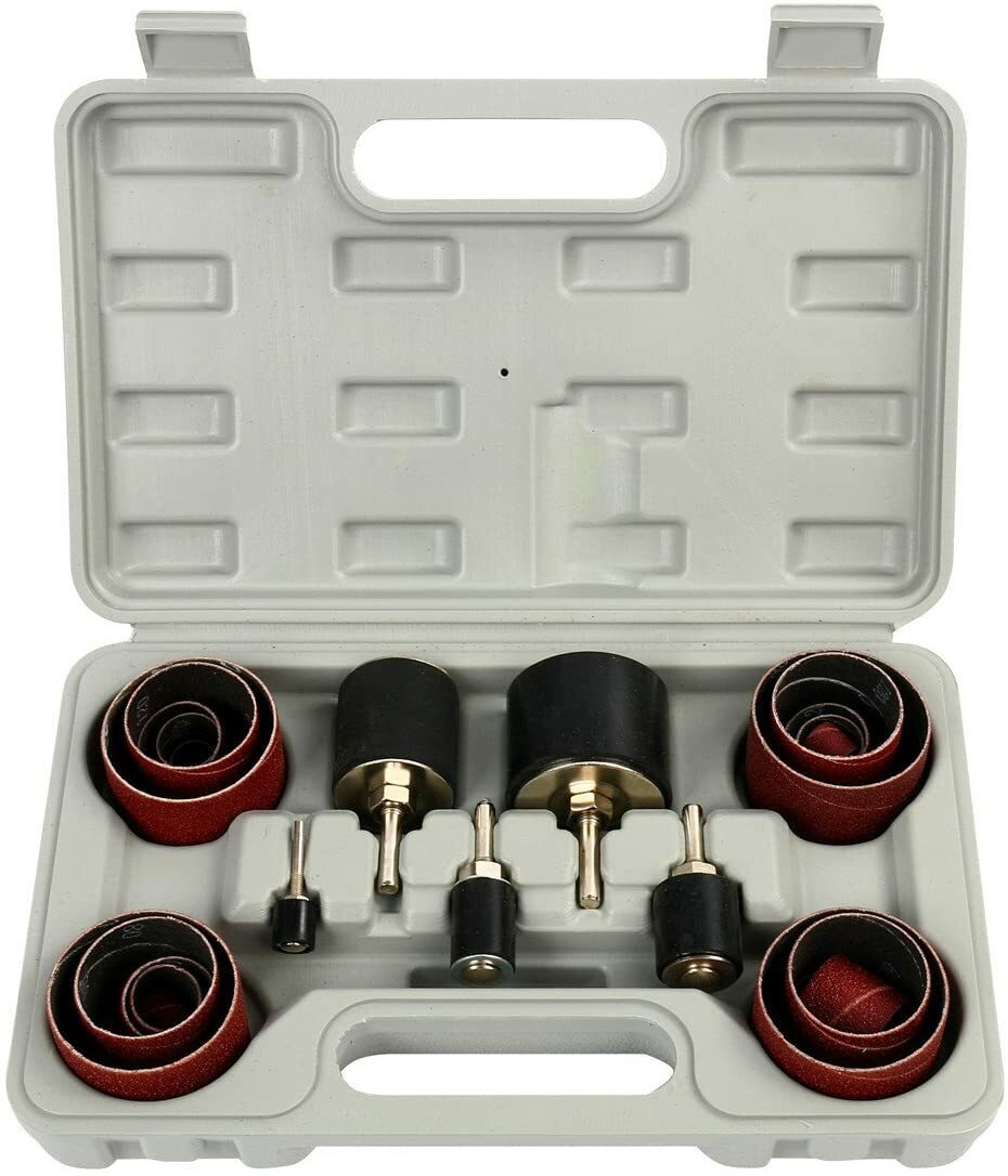 25 Pc Sanding Round Drum Set for Woodworking Drill Press Sander Sleeves Tool set