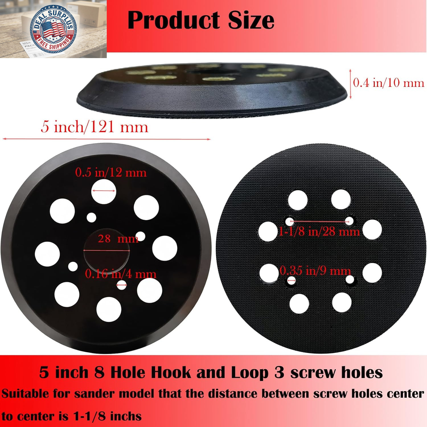 2 Pack 5 Inch 8 Hole Hook-And-Loop Replacemet Sanding Pad for SKIL SR211601 SR66