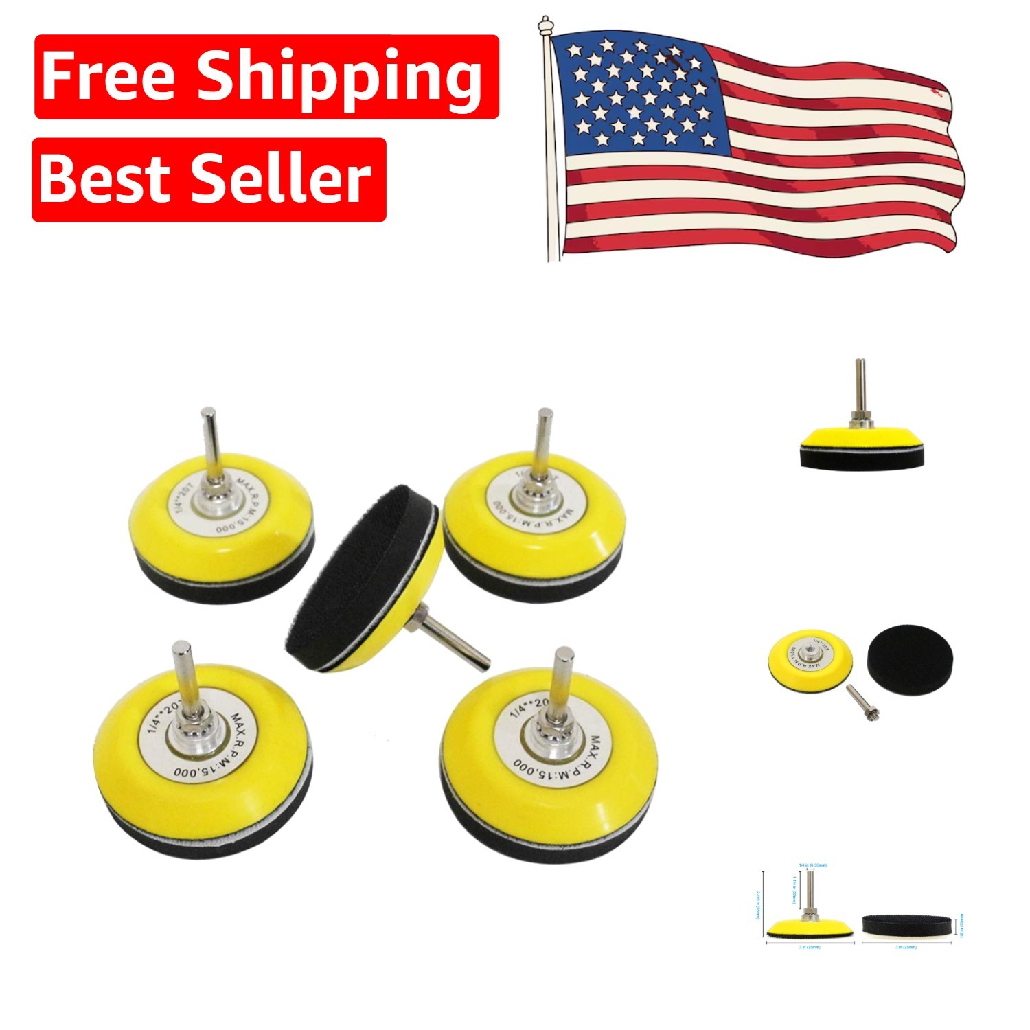 3 Inch Hook and Loop Sanding Pads – Foam Layer and 5 Count for All Projects
