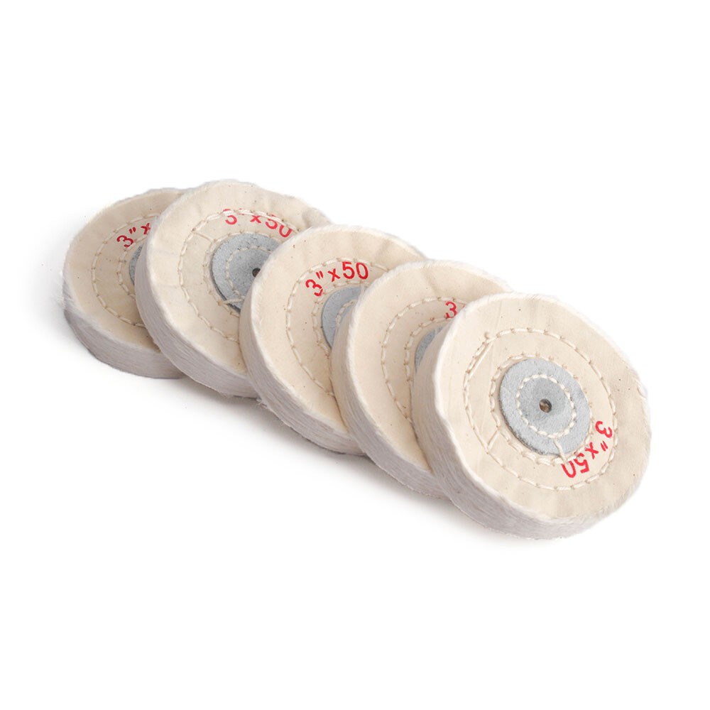5Pcs 3 Inch Cloth Buffing Wheel 4mm Shank Metal Jewelry Polishing Grinding Wheel