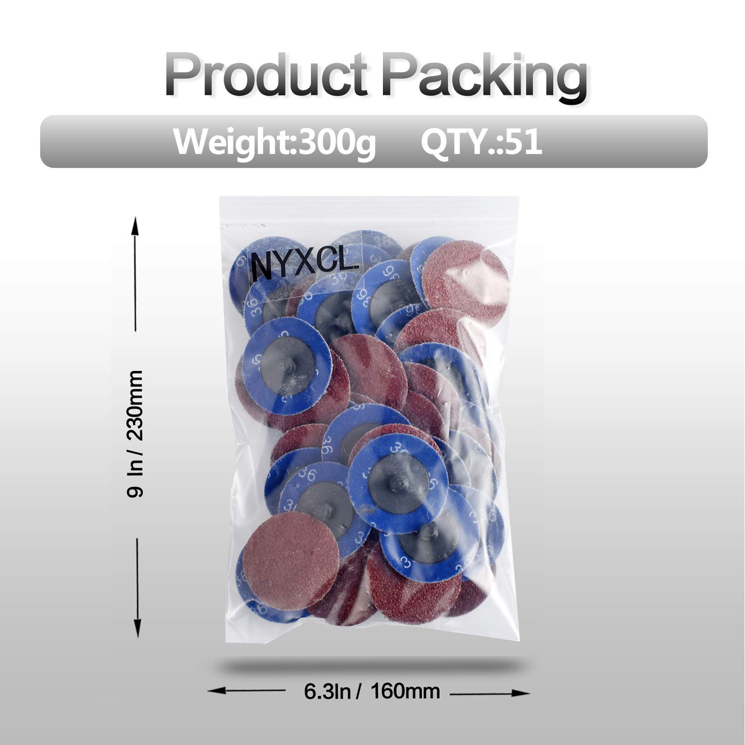 NYXCL Miroku 50Pcs P36 2 Inch Quick Change Discs Set, A/O Sanding Discs with 1/4