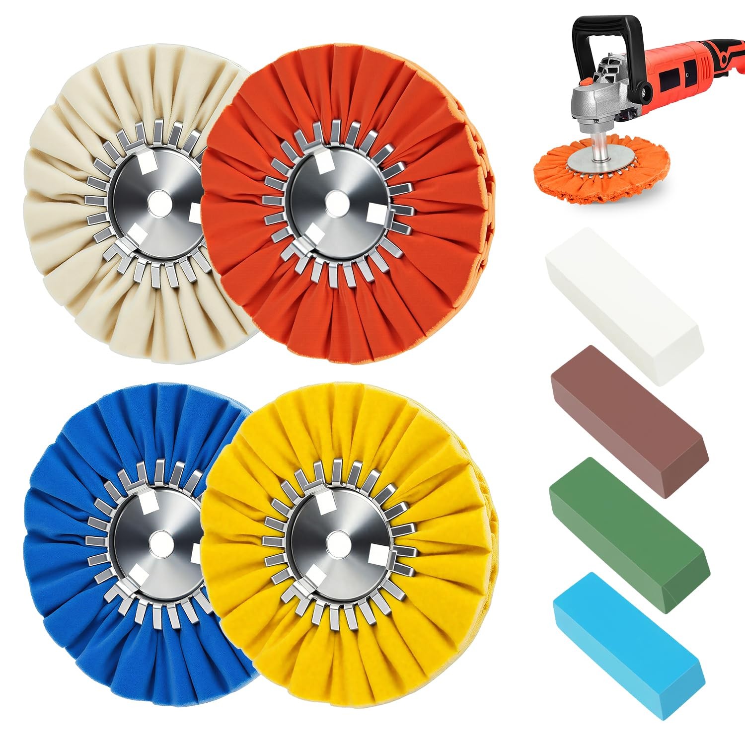 16ply Aluminum Buffing Wheels Kit 8pcs, 8in Airway Forged Wheels Buffing Poli…