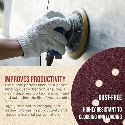 160 Pack 5 inch Sanding Discs 8-Hole Red Variety Pack Grit, Hook ,Loop Sandpaper