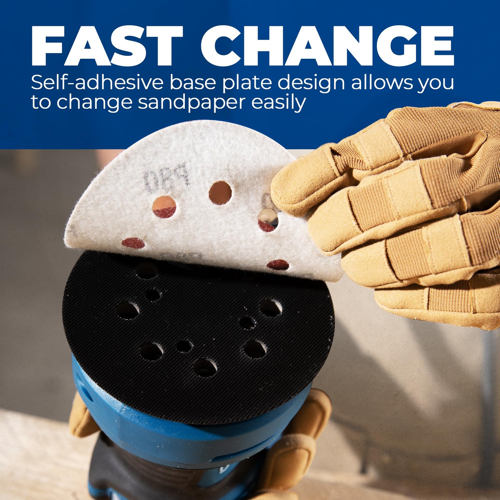 Dong Cheng 5-Inch Random Orbital Sander 3.2A 12800OPM Electric Palm Blue