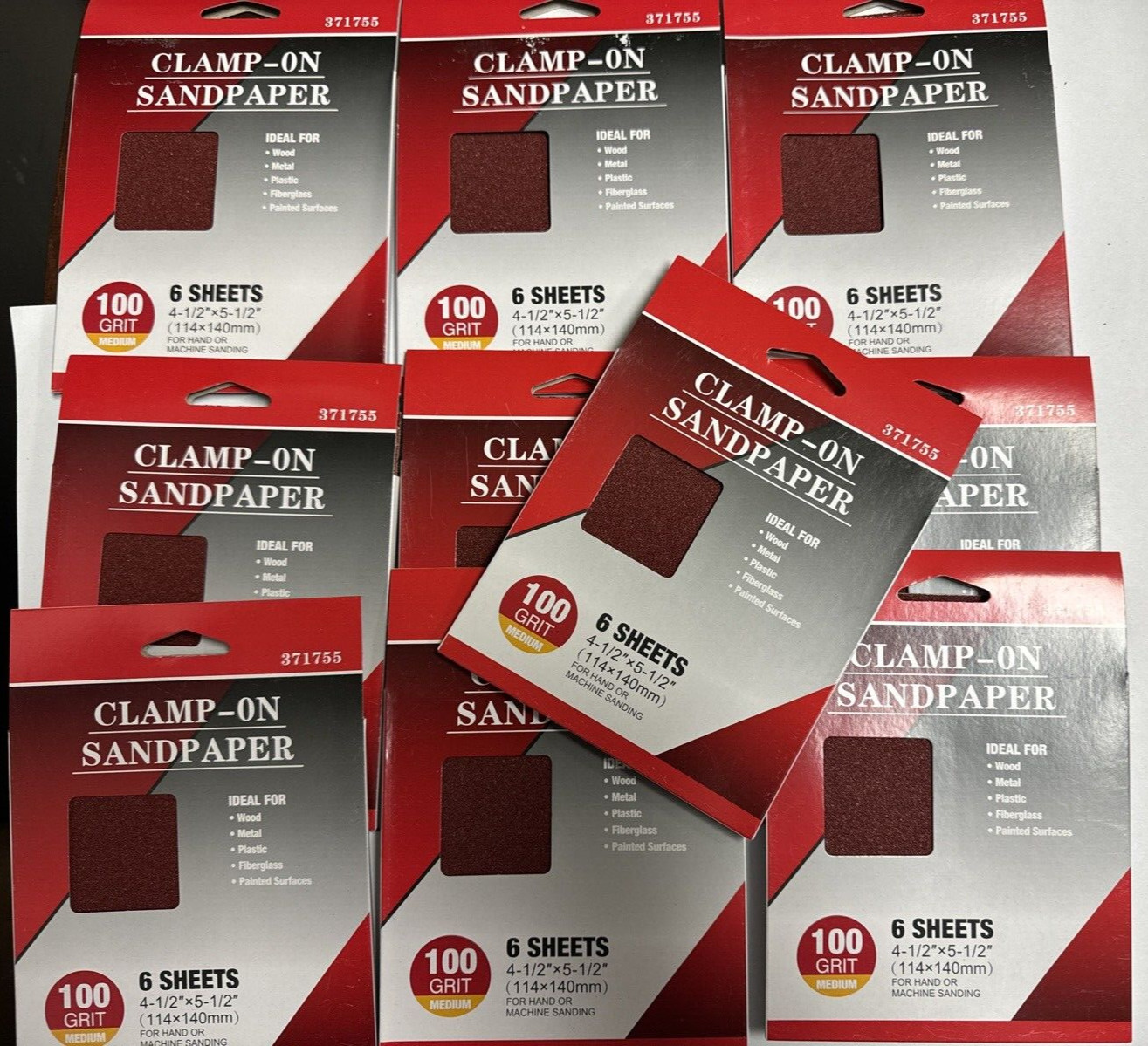 100 GRIT 4-1/2 X 5-1/2 CLAMP ON SANDPAPER 10 PACKS OF 6