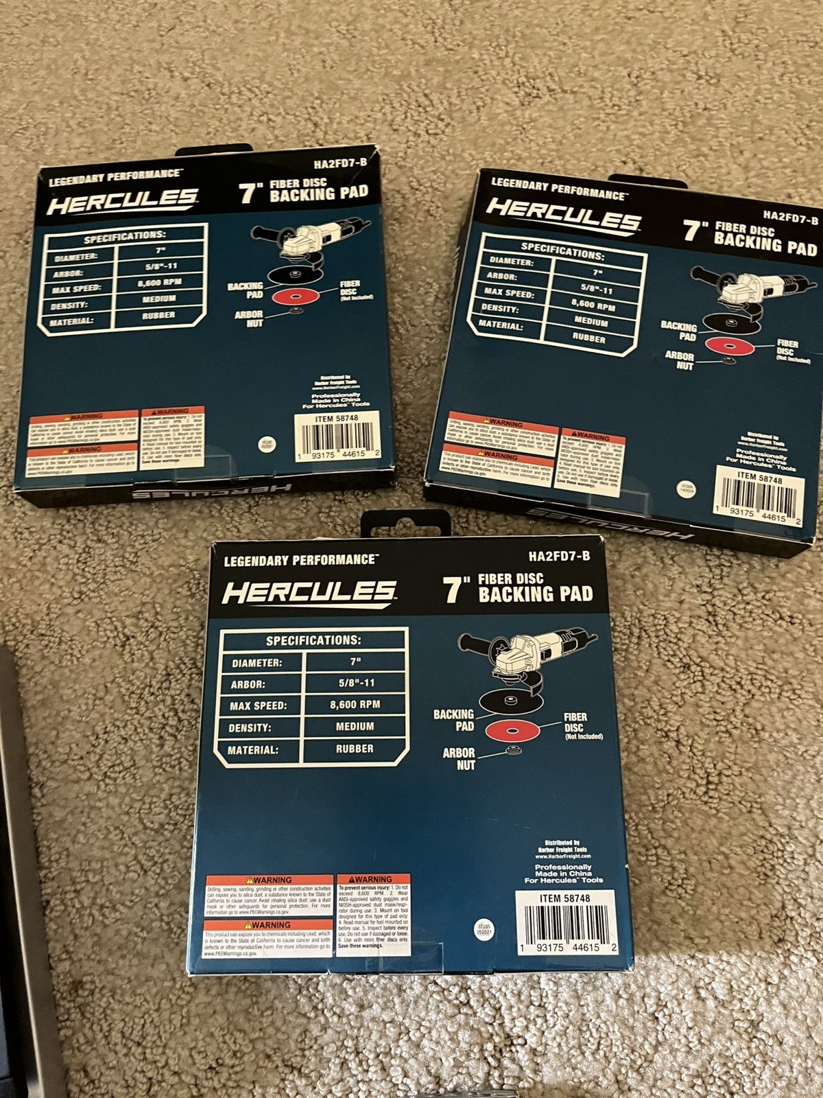 Lot of 3 Hercules 7″ Inch Fiber Disc Backing Pads HA2FD7-B 1 Pack Brand New