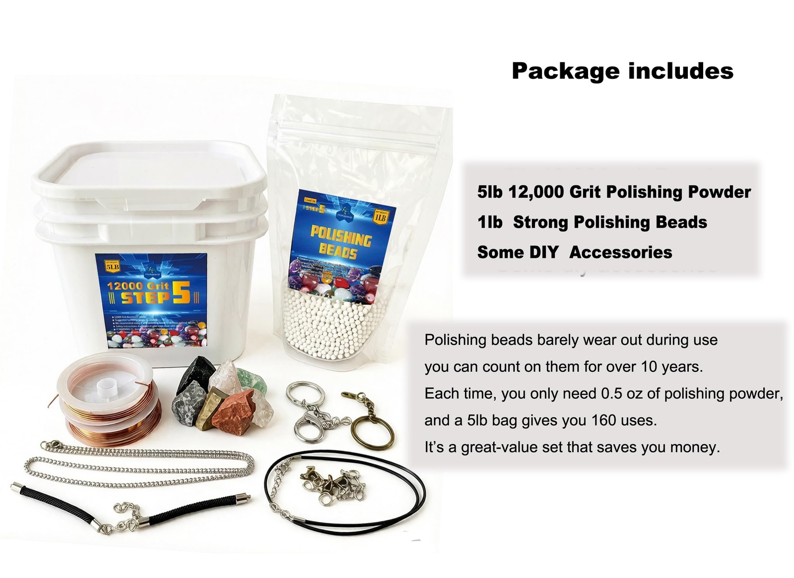 5 lbs Tumbler Media Grit,Polish 12000 Fine Aluminum Oxide, Step 5 for Tumblin…