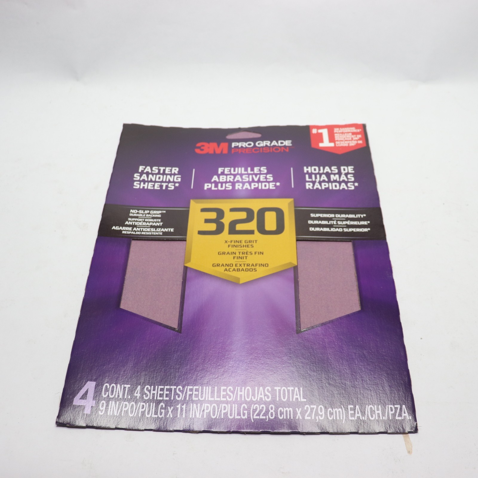 (4-Pk) 3M Sandpaper Sheet 320 Grit 9″W 26320PGP-4