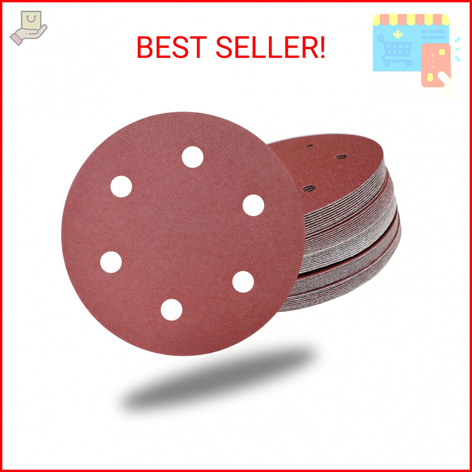 50 PCS 9 Inch 6 Hole 120 Grit Drywall Sanding Discs – 9″ Hook & Loop Aluminum Ox