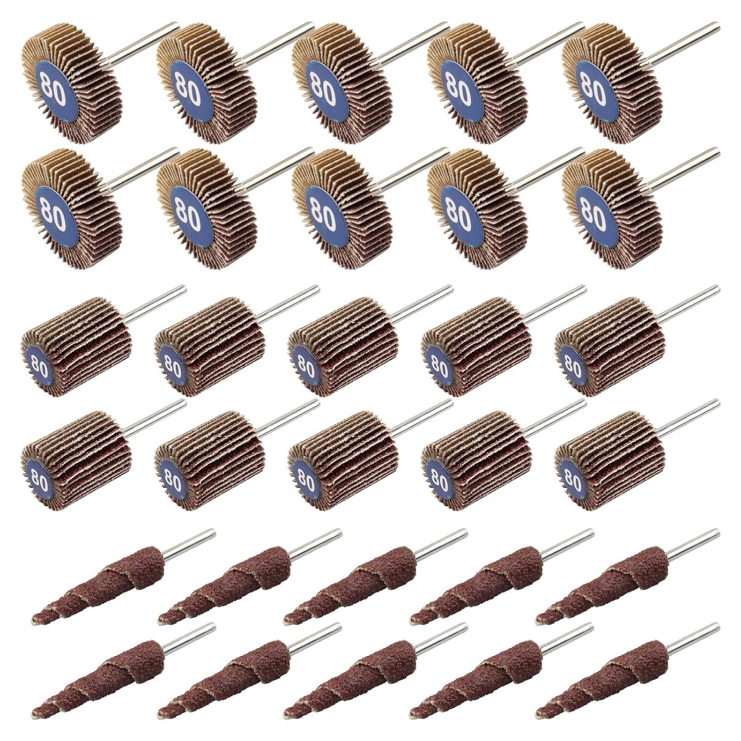 30 Pcs 80 Grit Flap Wheel Sanders for Dremel – Rust Removal & Polishing Kit