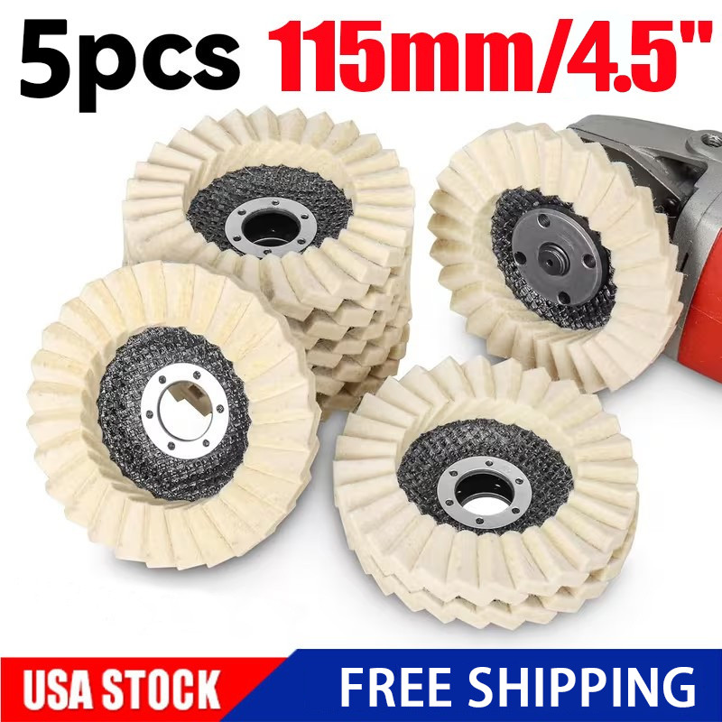 5Pcs Wool Polishing Wheel Buffing Pads Flap Disc For Metal Wood Angle Grinder