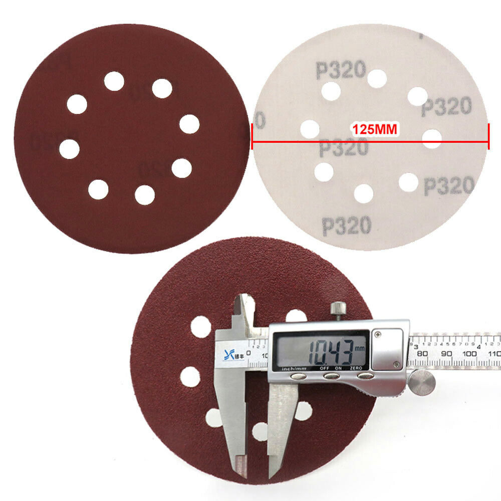 5″ Hook And Loop Sanding Discs 40~2000 Grit 125mm 8 Holes Orbital Red Sandpaper