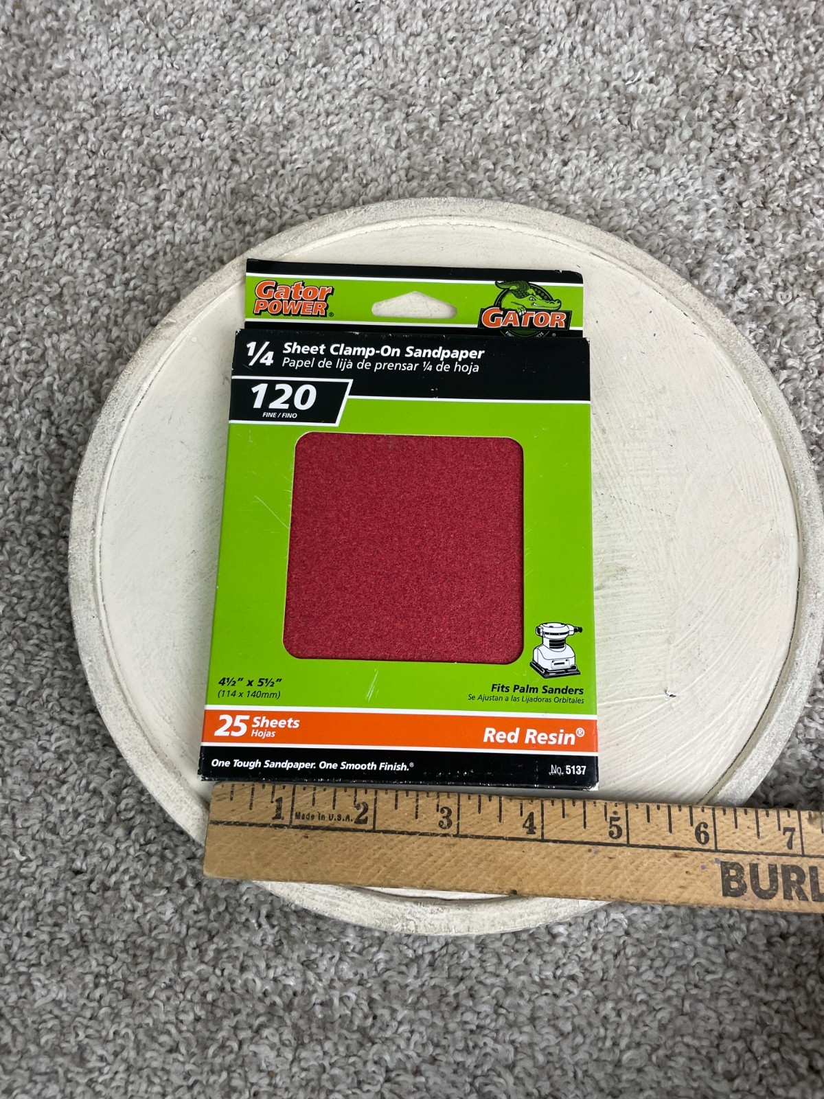 Gator Power 1/4 Sheet Clamp-On Sandpaper 120 Grit 25 Sheets 4.5×5.5 No 5137 NWT