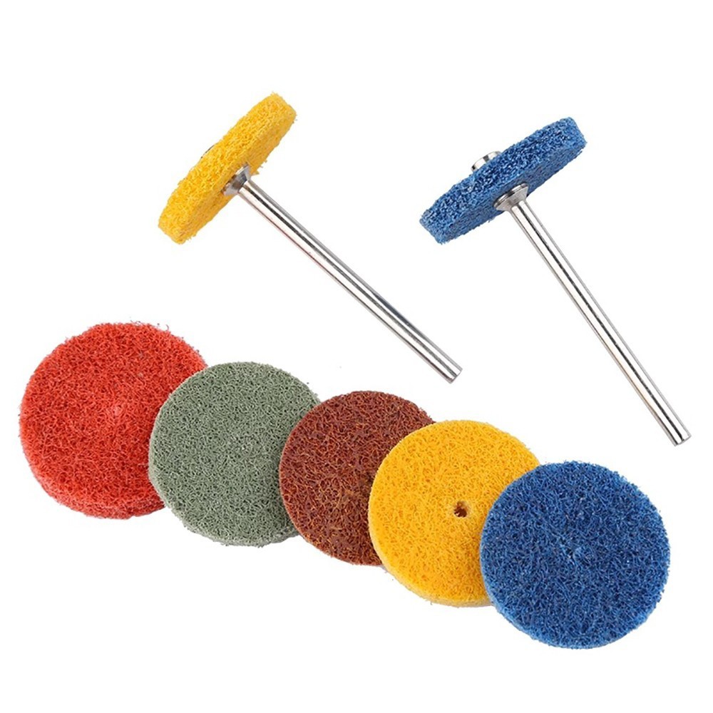 28mm Nylon Fiber Polishing Wheel Abrasive Disc Pads For Rotary Tool 150-600 Grit