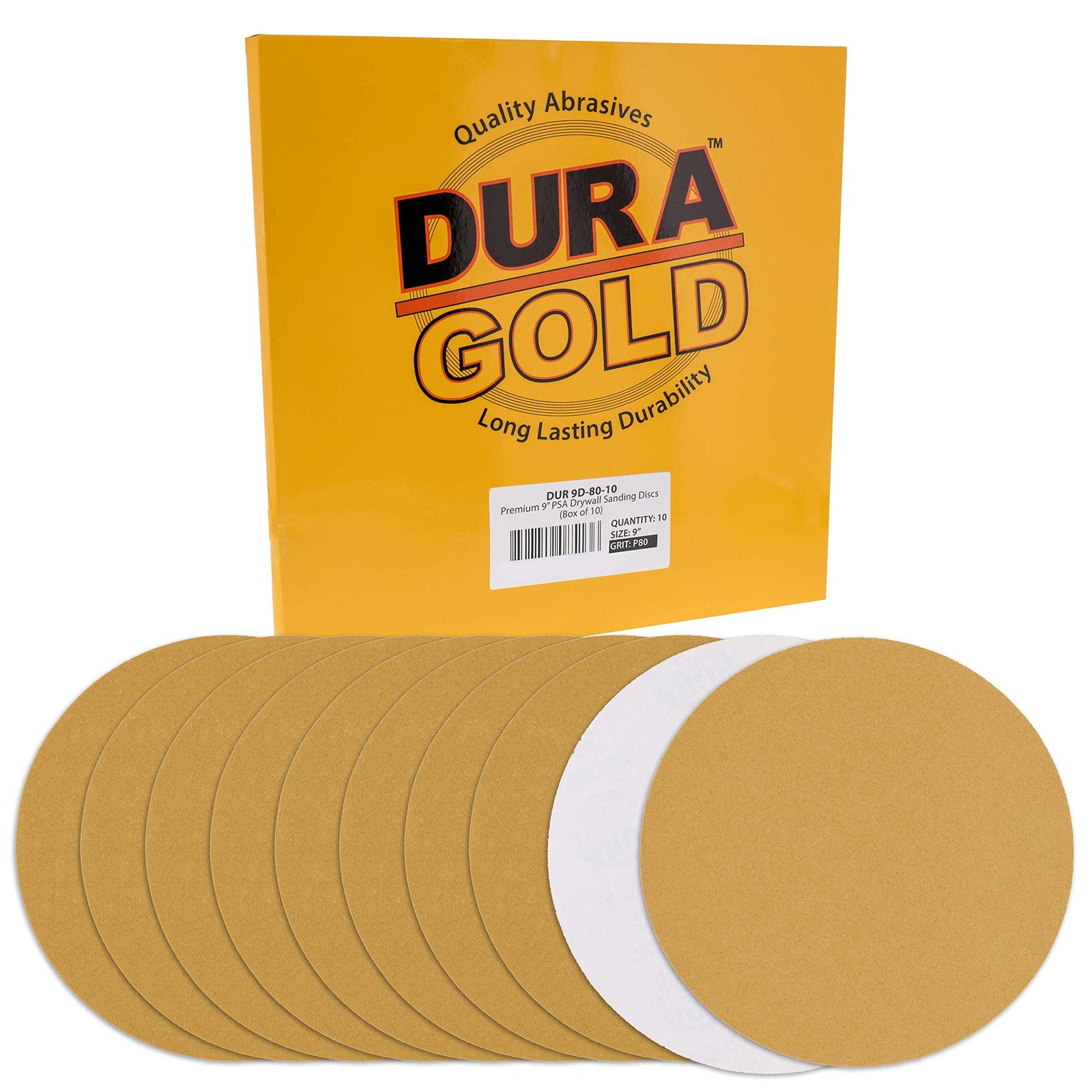 10 Pack Premium 9 Inch Drywall Sanding Discs 80 Grit PSA Self Adhesive Sticky